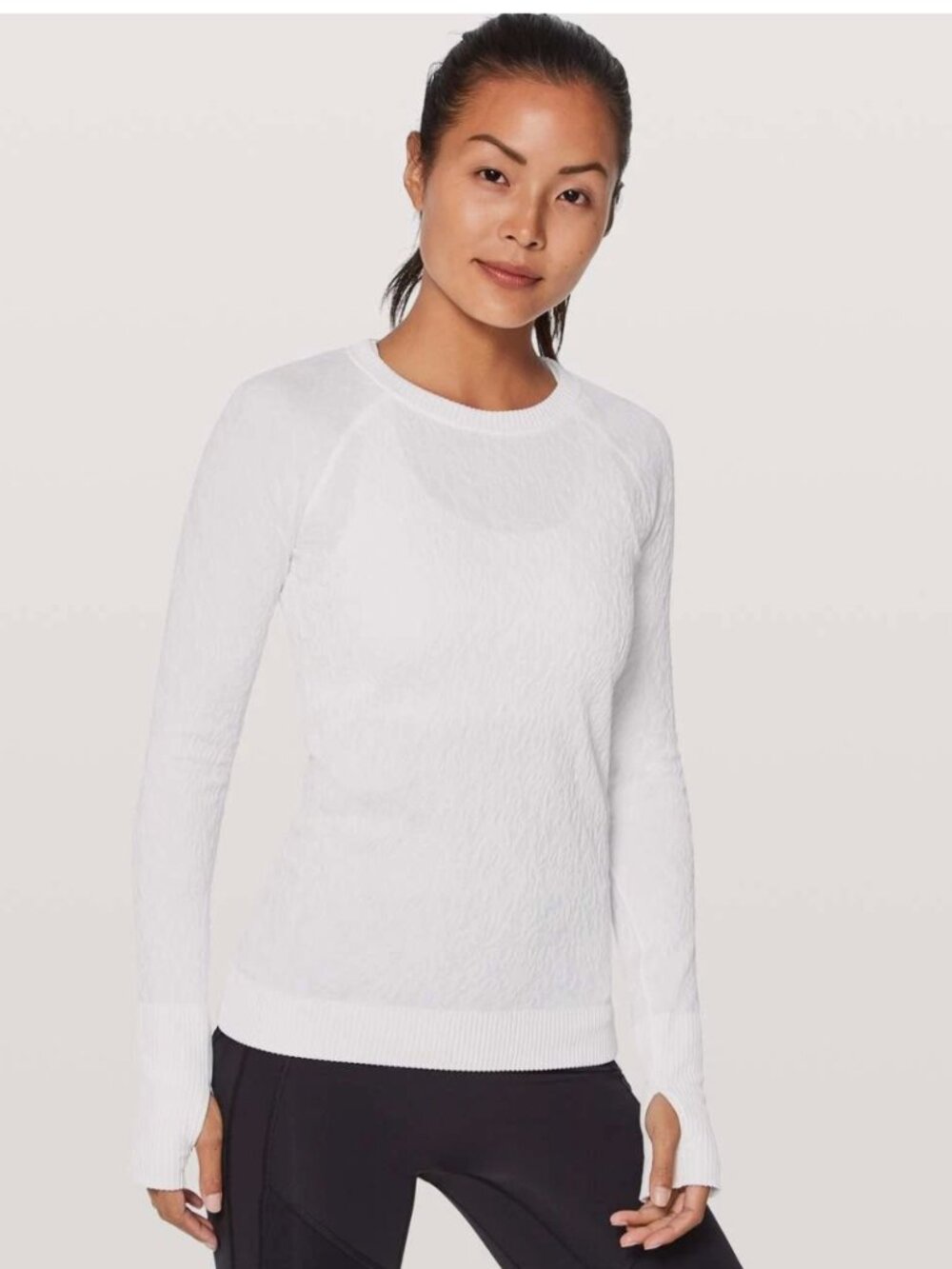 Lululemon White Textured Rest Less Long Sleeve 6